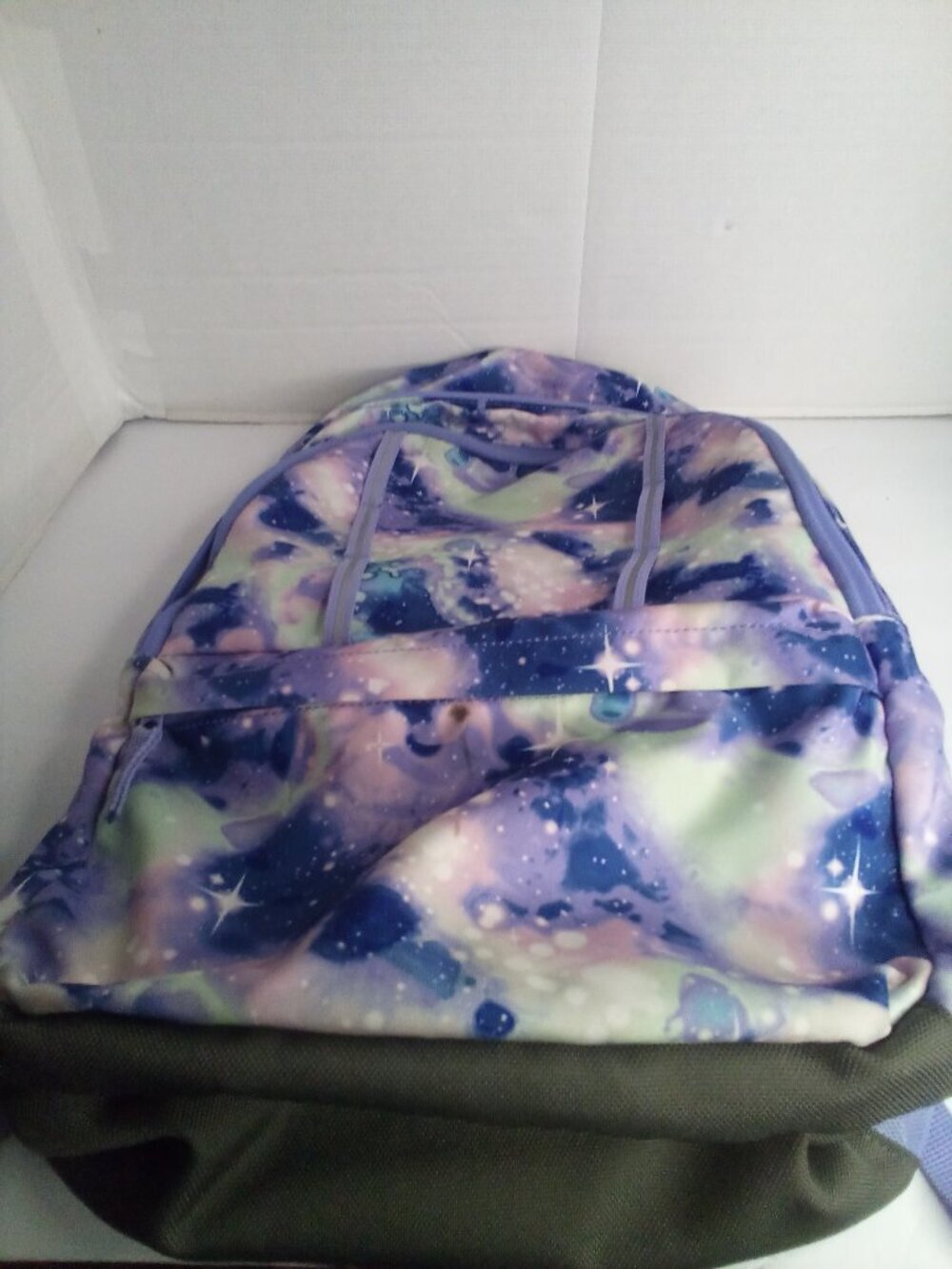 Lands' End Backpack Multi Pocket Adjustable Pattern Purple Gray